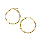 14k Yellow Gold Polished Hoop Earrings (2x25 mm)