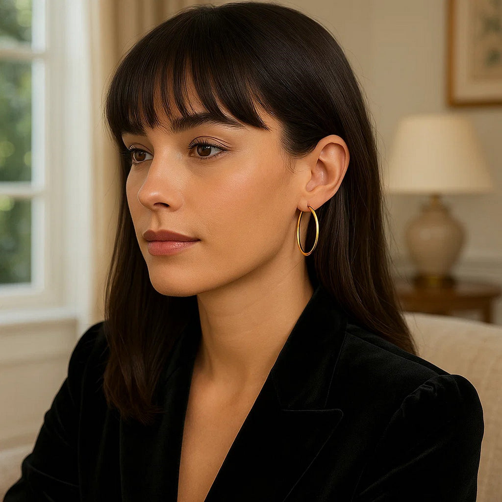 14k Yellow Gold Polished Hoop Earrings (2x25 mm)