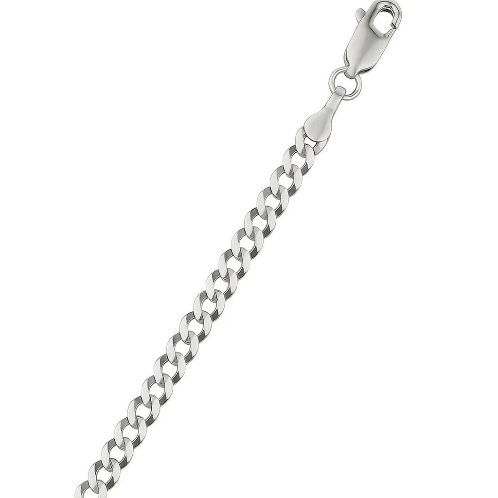 14k White Gold Solid Curb Bracelet (3.60 mm)