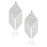 14K White Gold Beaded Chain Mesh Earrings