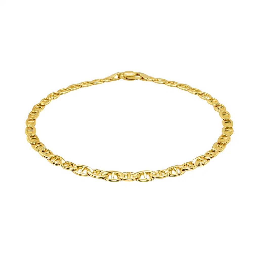 3.2 mm 14K Yellow Gold Mariner Link Anklet