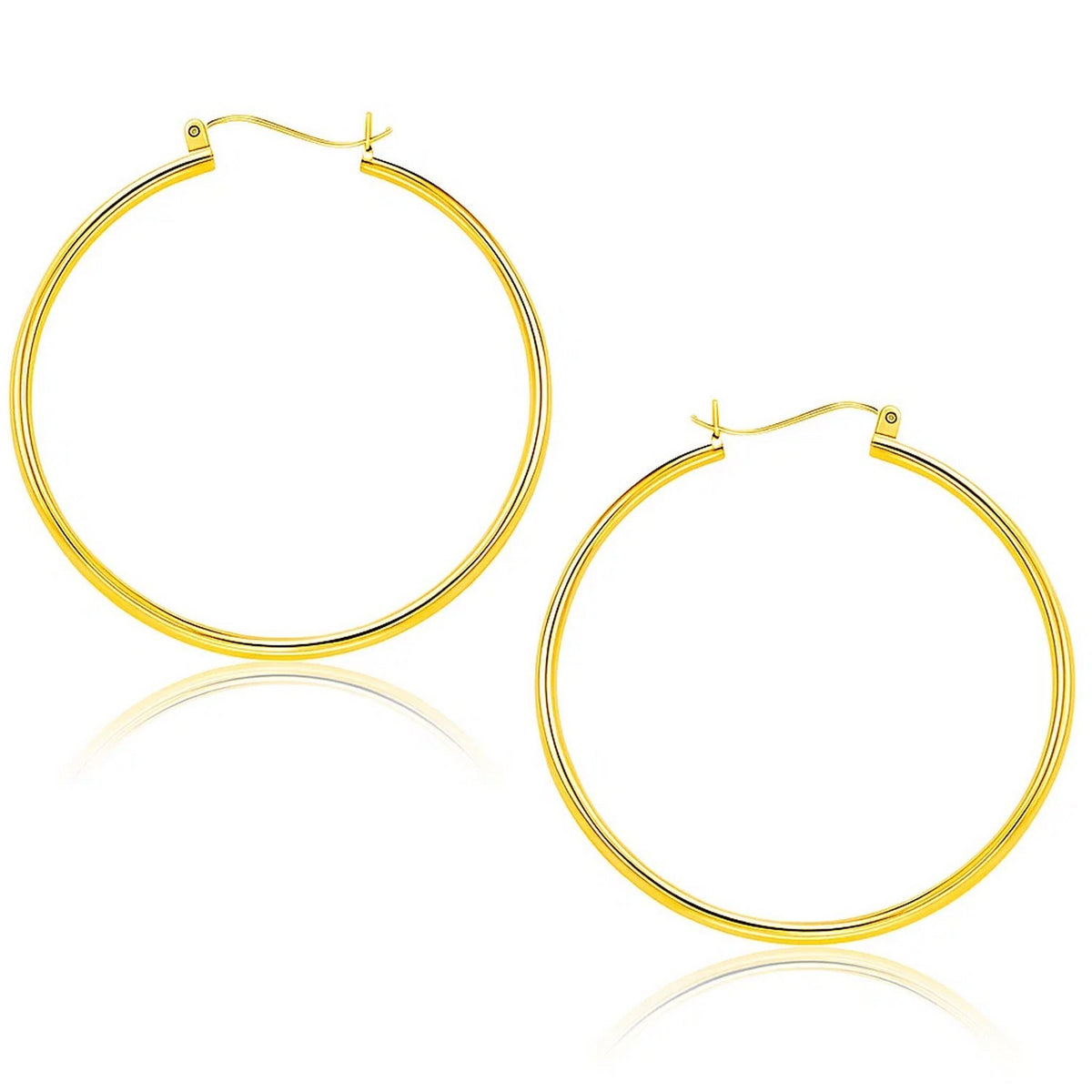 10K Yellow Gold Polished Hoop Earrings (1.5x40mm)
