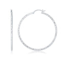 14k White Gold Diamond Cut Hoop Earrings (1 3/4 inch Diameter)