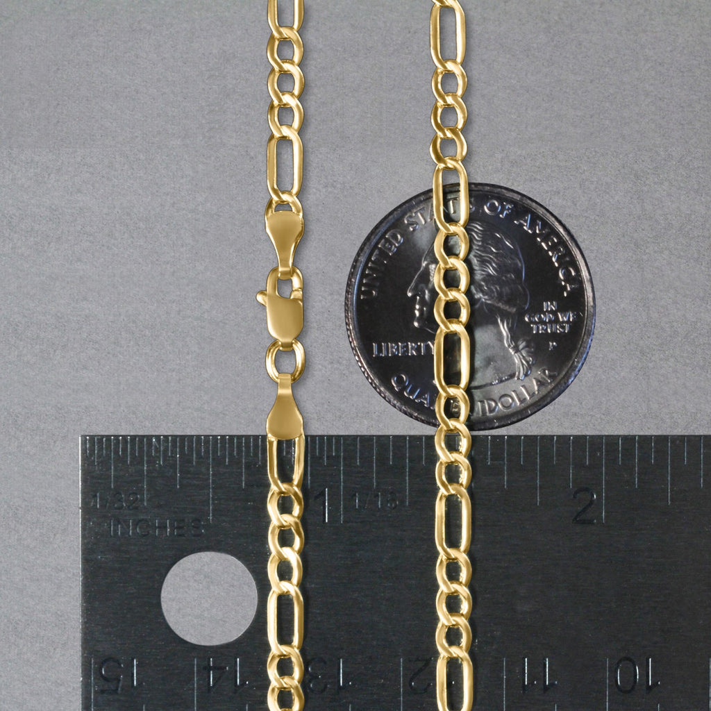 14k Yellow Gold Lite Figaro Chain (3.70 mm)