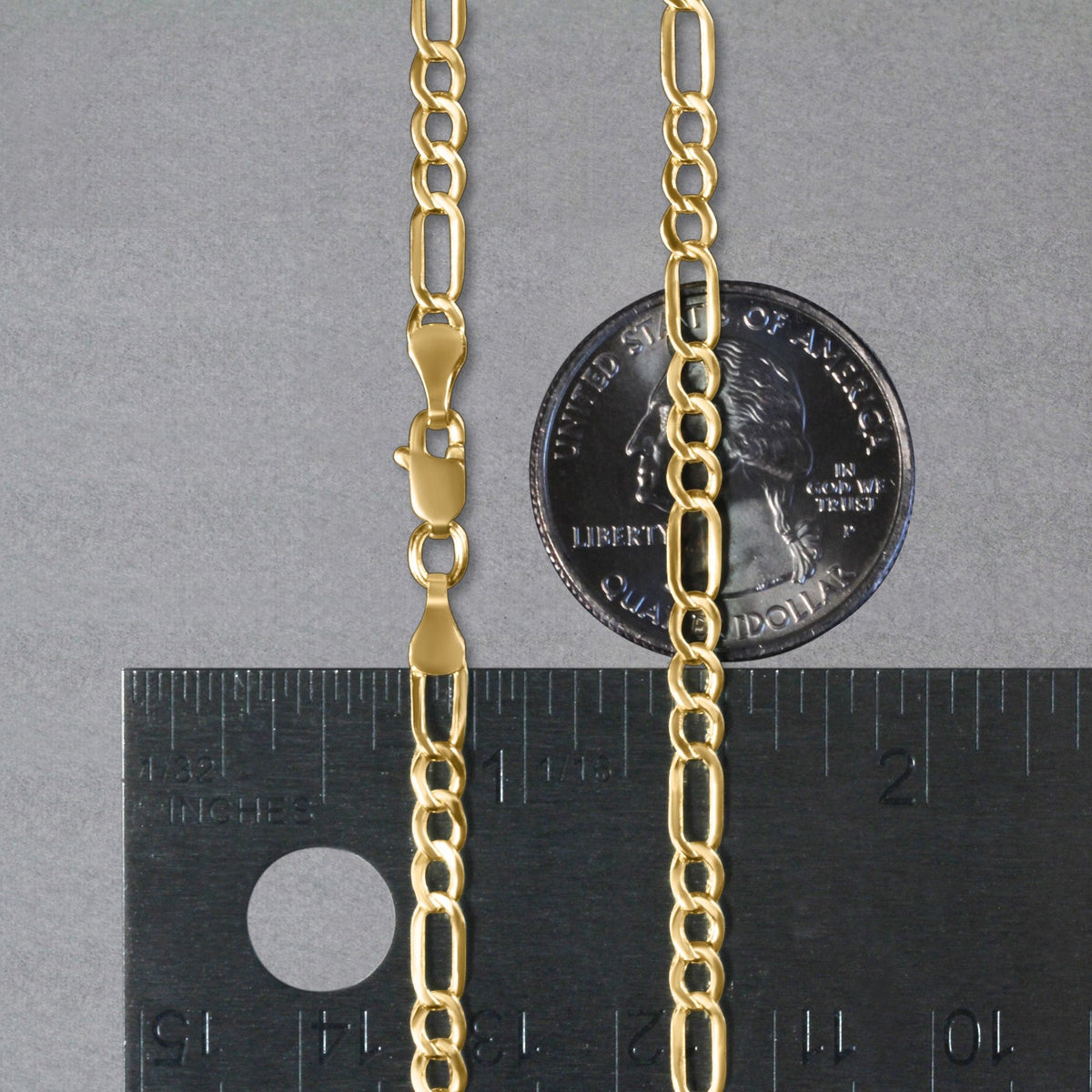 14k Yellow Gold Lite Figaro Chain (3.70 mm)