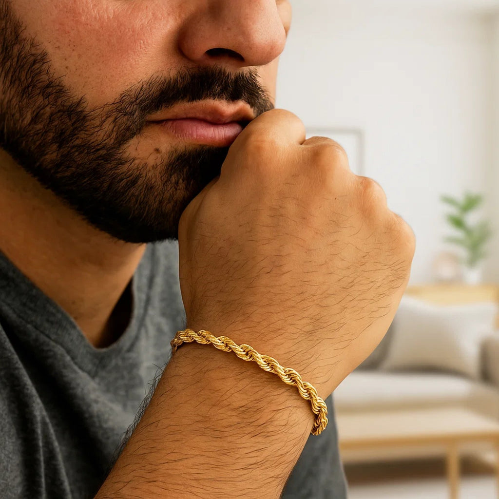 14k Yellow Gold Solid Diamond Cut Rope Bracelet (5.00 mm)