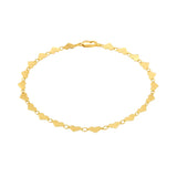 14k Yellow Gold 7 inch Mirrored Heart Chain Bracelet (5.00 mm)