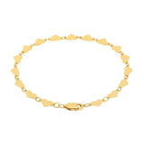14k Yellow Gold 7 inch Mirrored Heart Chain Bracelet (5.00 mm)