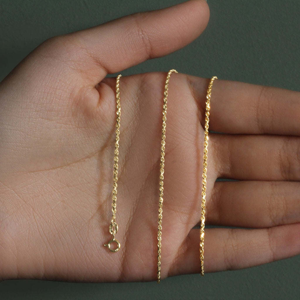 10k Yellow Gold Solid Diamond Cut Rope Chain (1.40 mm)