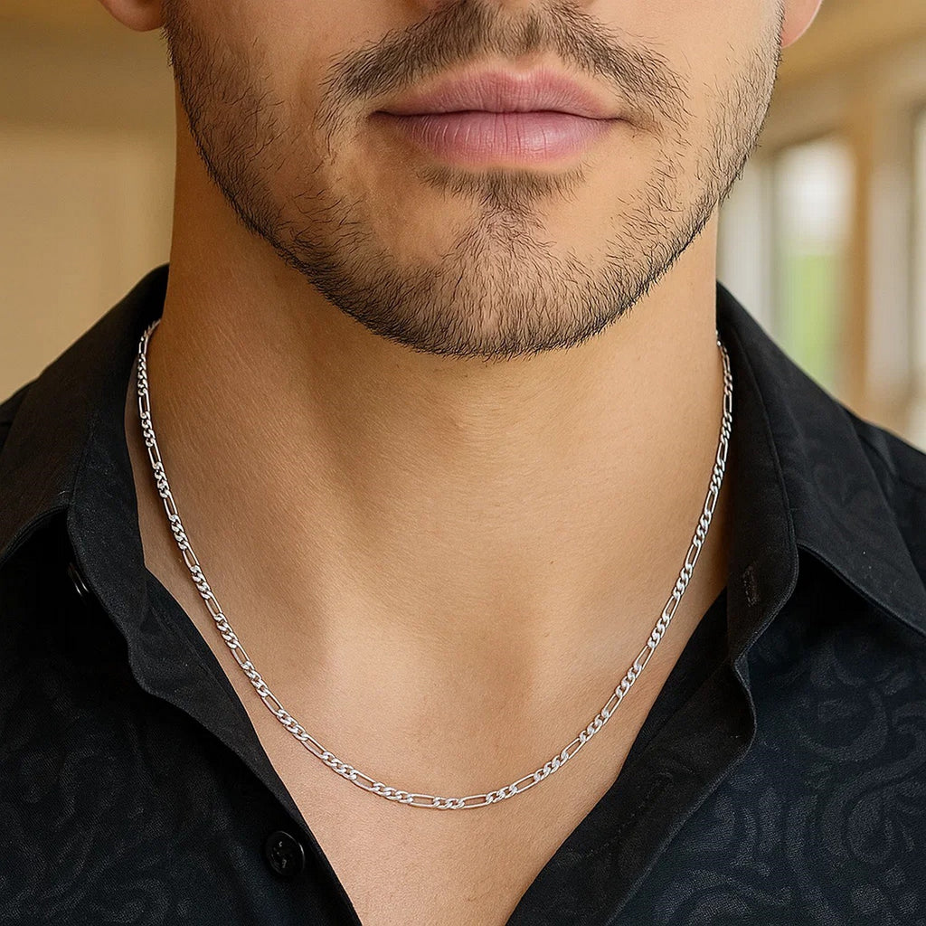 14k White Gold Solid Figaro Chain (1.90 mm)