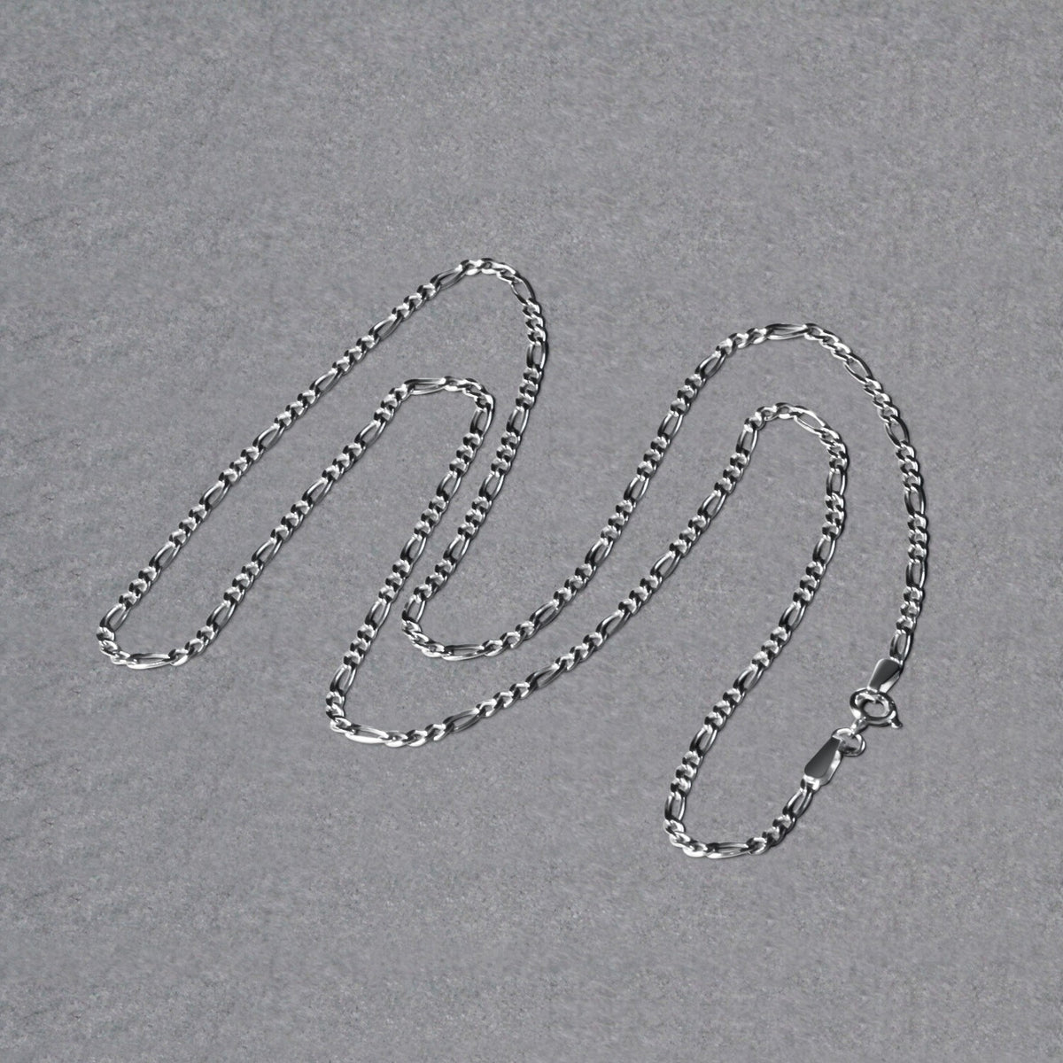 14k White Gold Solid Figaro Chain (1.90 mm)