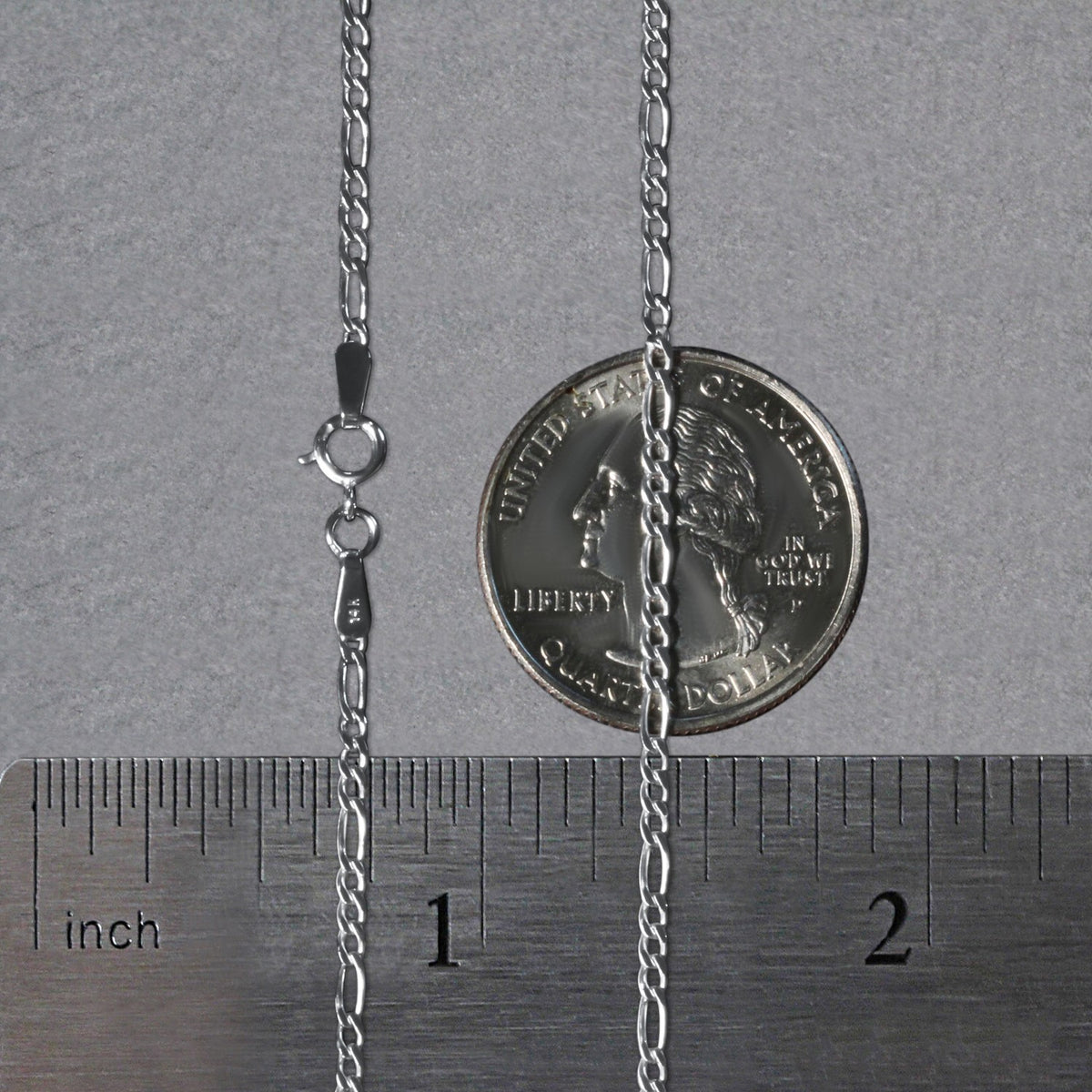14k White Gold Solid Figaro Chain (1.90 mm)