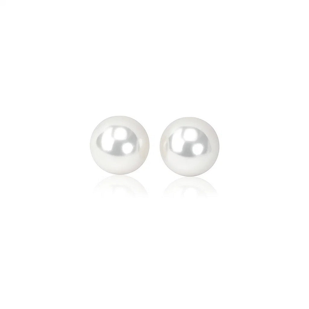 14k Yellow Gold Freshwater Cultured White Pearl Stud Earrings (6mm)