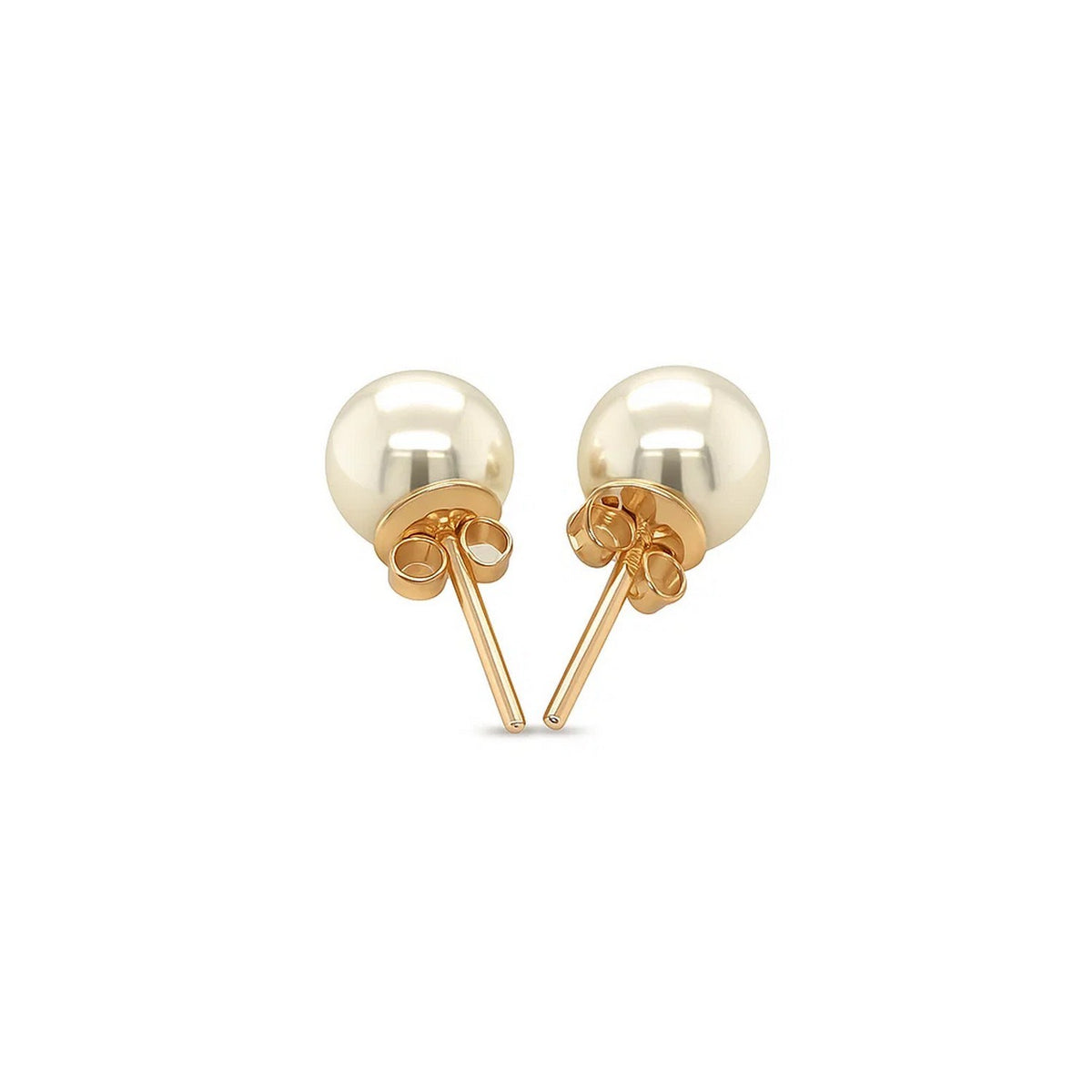 14k Yellow Gold Freshwater Cultured White Pearl Stud Earrings (6mm)