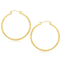 14k Yellow Gold Fancy Diamond Cut Extra Large Hoop Earrings (2x45mm)