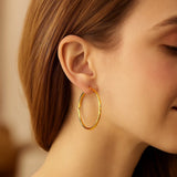 14k Yellow Gold Fancy Diamond Cut Extra Large Hoop Earrings (2x45mm)