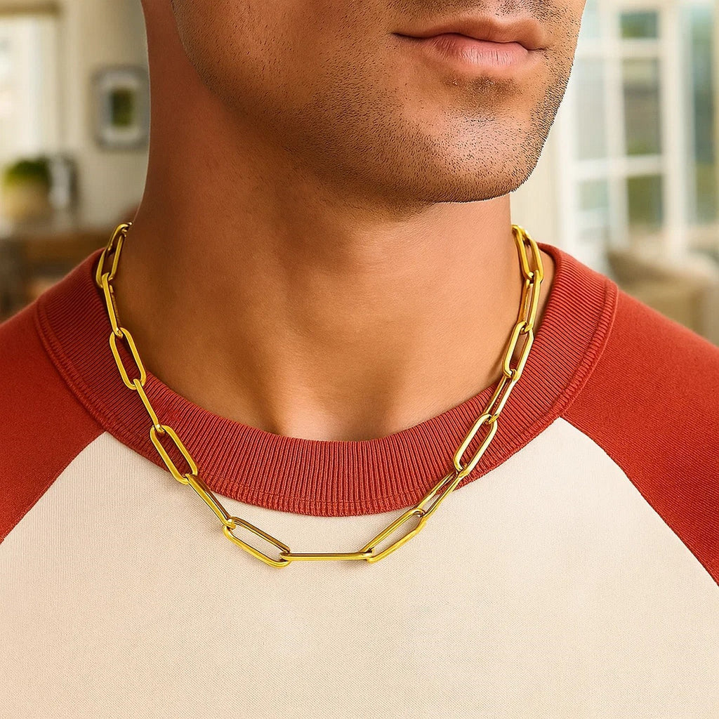 14K Yellow Gold Wide Paperclip Chain (6.1 mm)