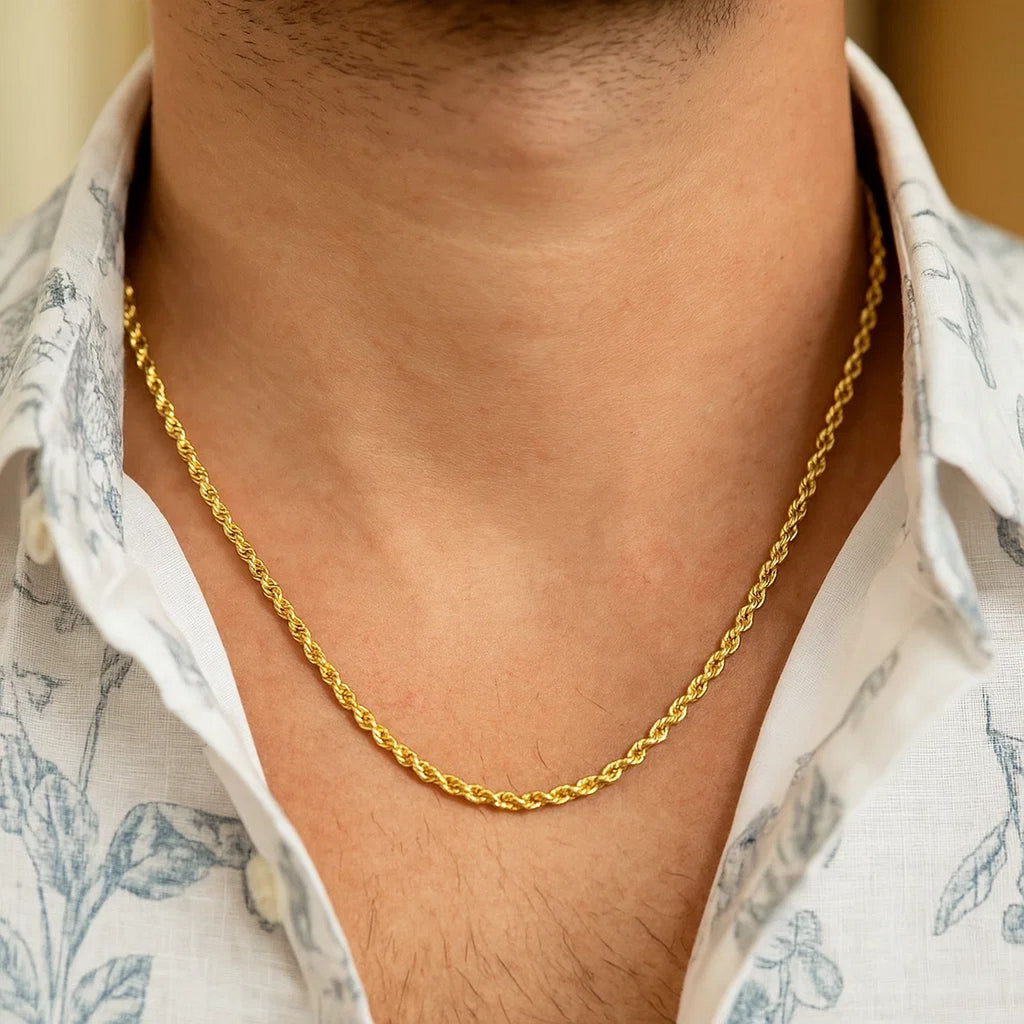 14k Yellow Gold Solid Diamond Cut Rope Chain (2.75 mm)