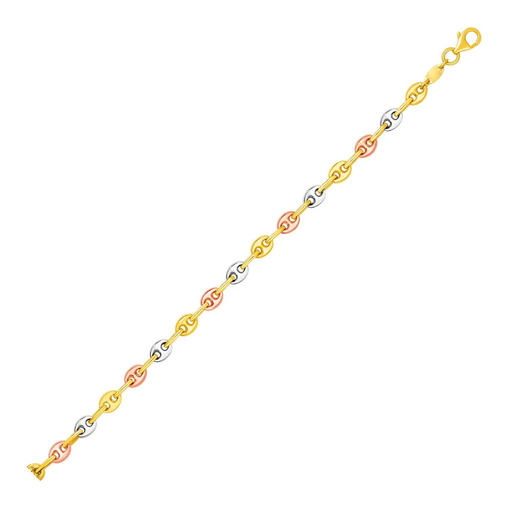 14K Tri-Color Gold Mariner Link Anklet