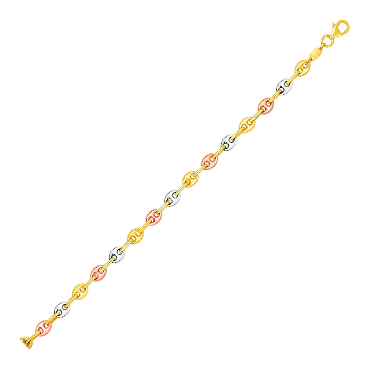 14K Tri-Color Gold Mariner Link Anklet