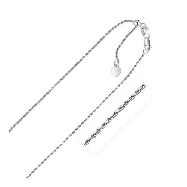 10K White Gold Adjustable Rope Chain (0.95 mm)