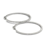 14K White Gold Slim Two-Sided Diamond Hoop Earrings (1 1/2 cttw)