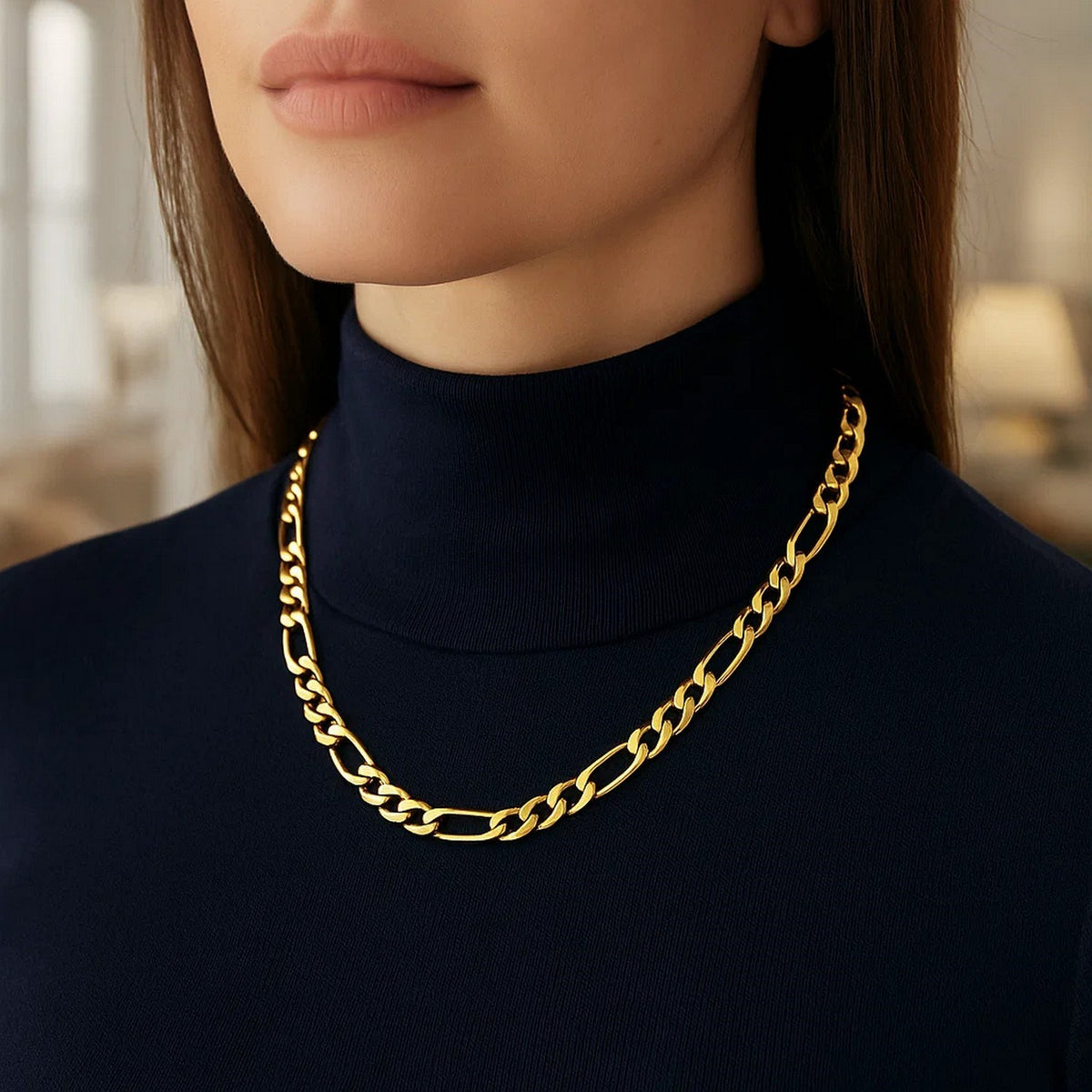 14K Yellow Gold Solid Figaro Chain (7.00 mm)