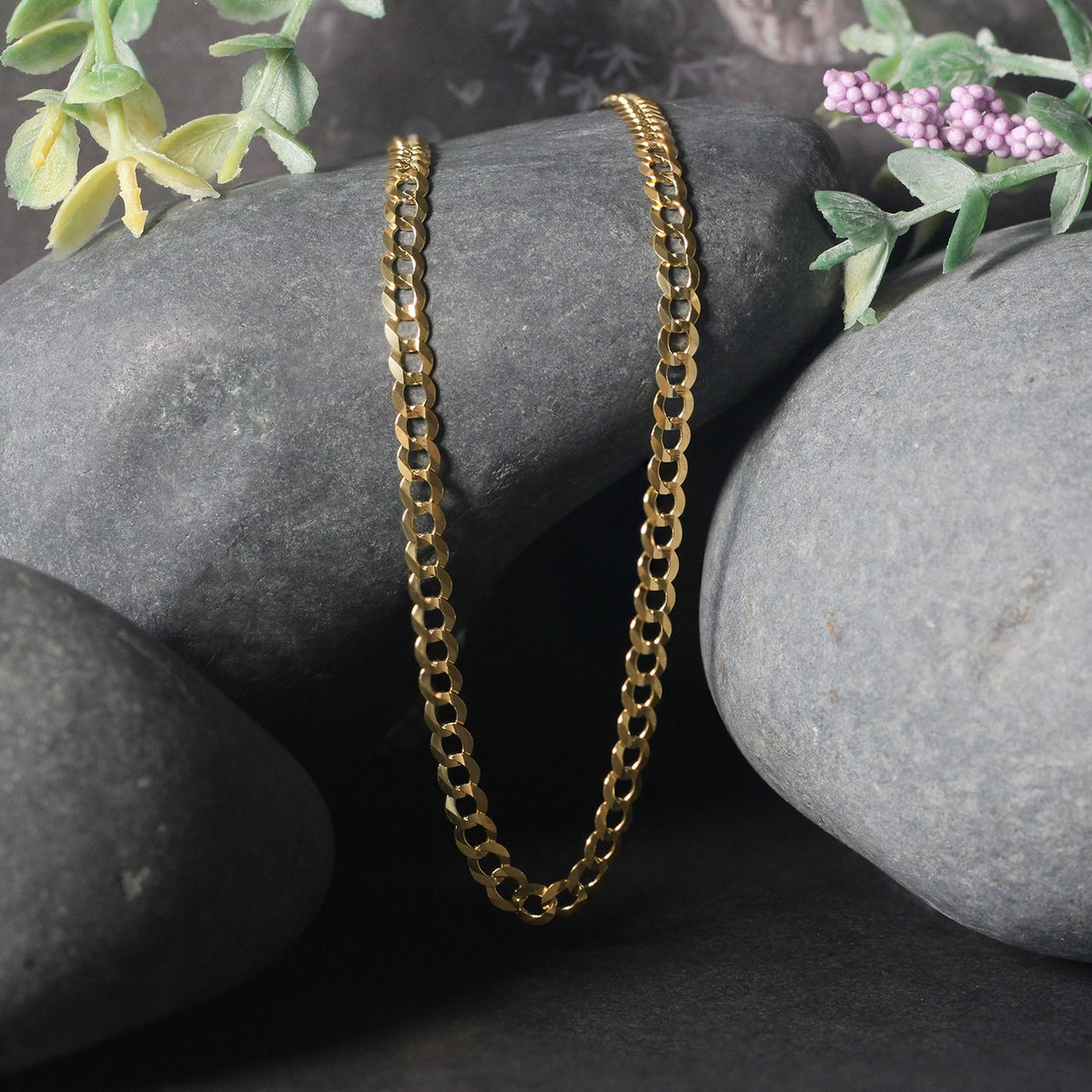 14K Yellow Gold Solid Curb Chain (3.60 mm)
