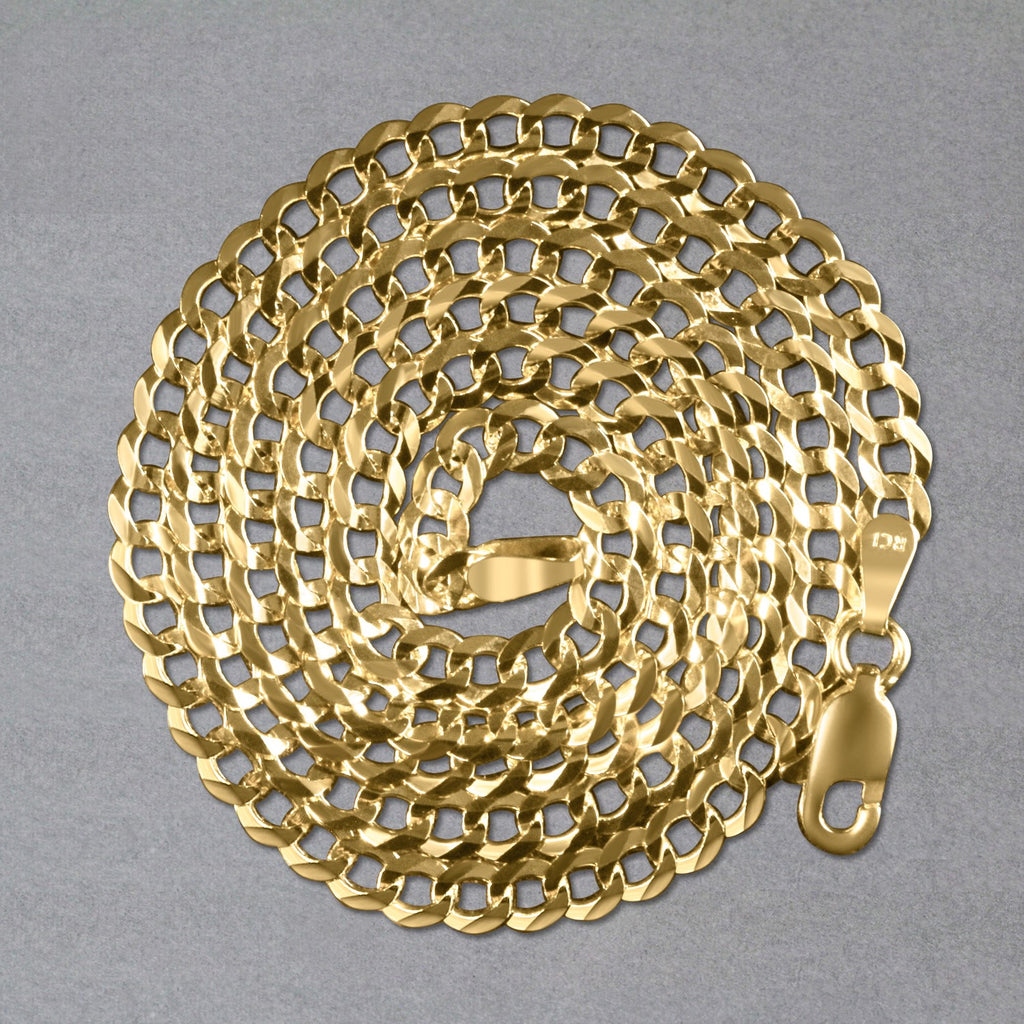 14K Yellow Gold Solid Curb Chain (3.60 mm)