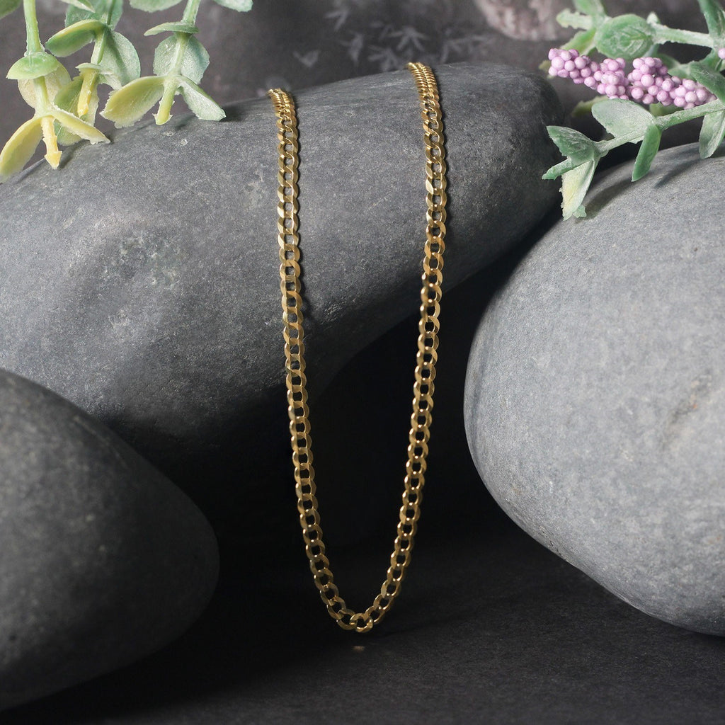 14K Yellow Gold Solid Curb Chain (2.60 mm)