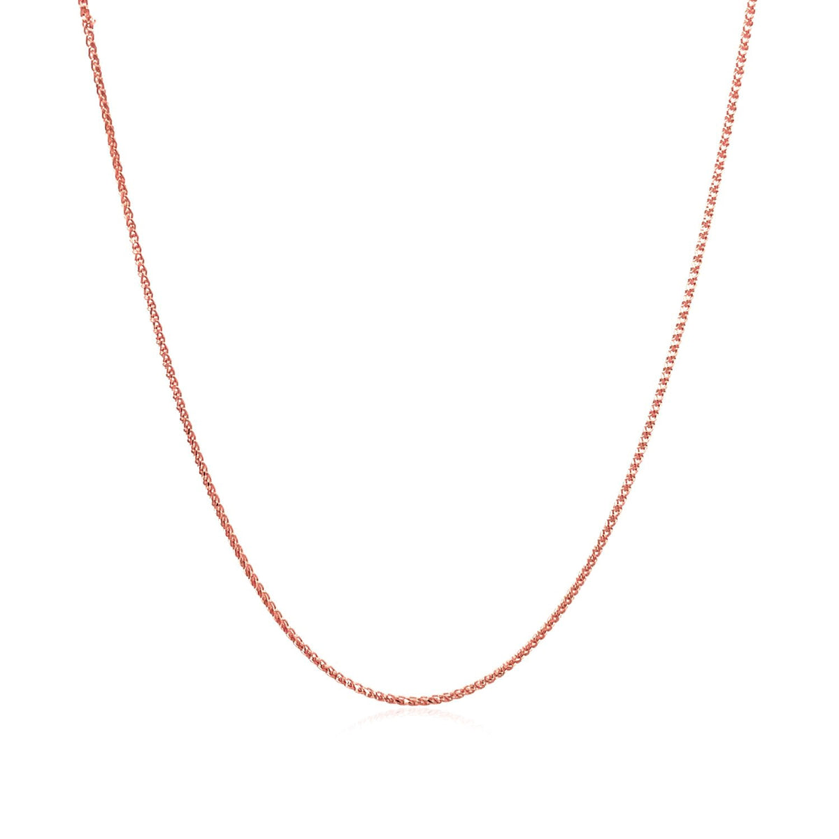 14K Rose Gold Diamond Cut Round Wheat Chain (0.70 mm)