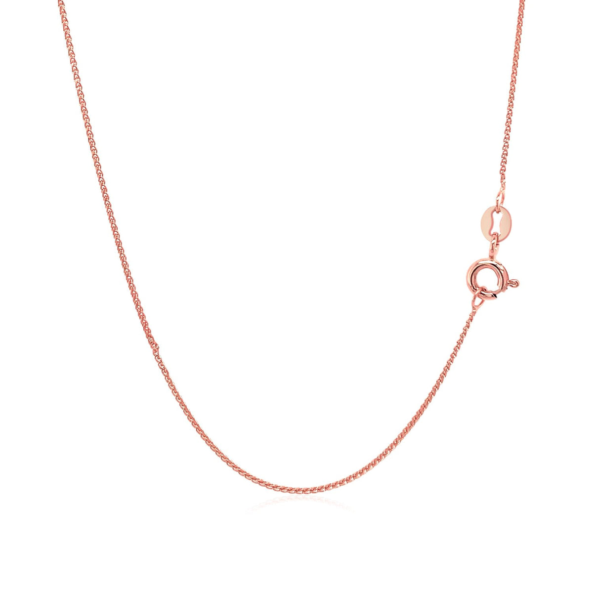 14K Rose Gold Diamond Cut Round Wheat Chain (0.70 mm)