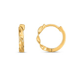 14K Yellow Gold Twist Huggie Hoop Earrings