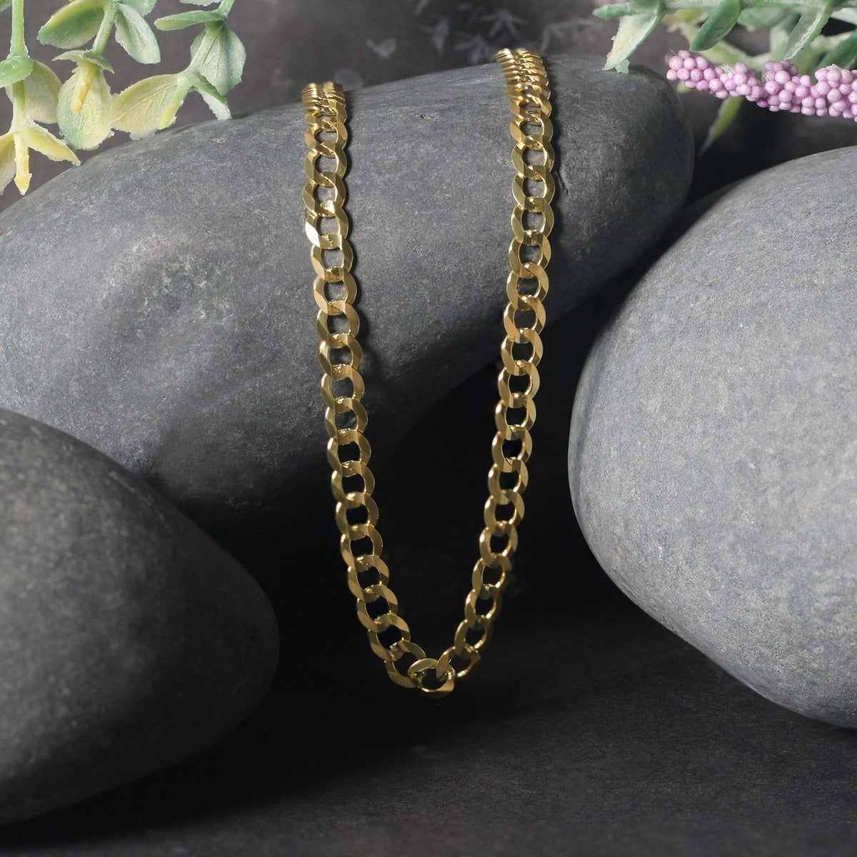 14K Yellow Gold Solid Curb Chain (4.70 mm)