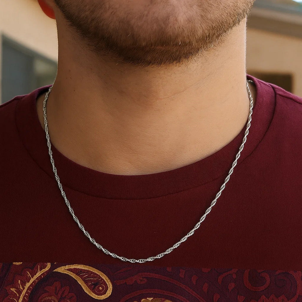14K White Gold Singapore Chain (1.30 mm)
