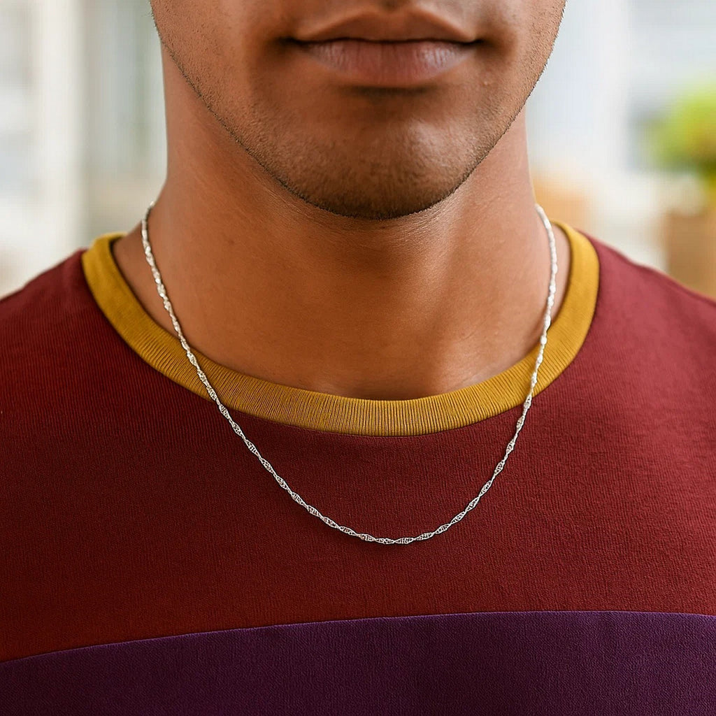 14K White Gold Singapore Chain (1.30 mm)
