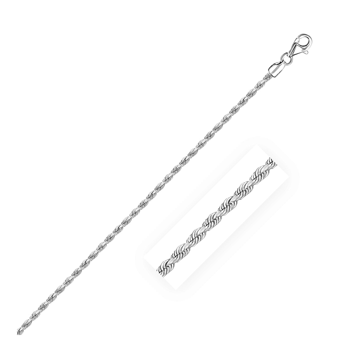 14K White Gold Solid Diamond Cut Rope Chain (2.00 mm)