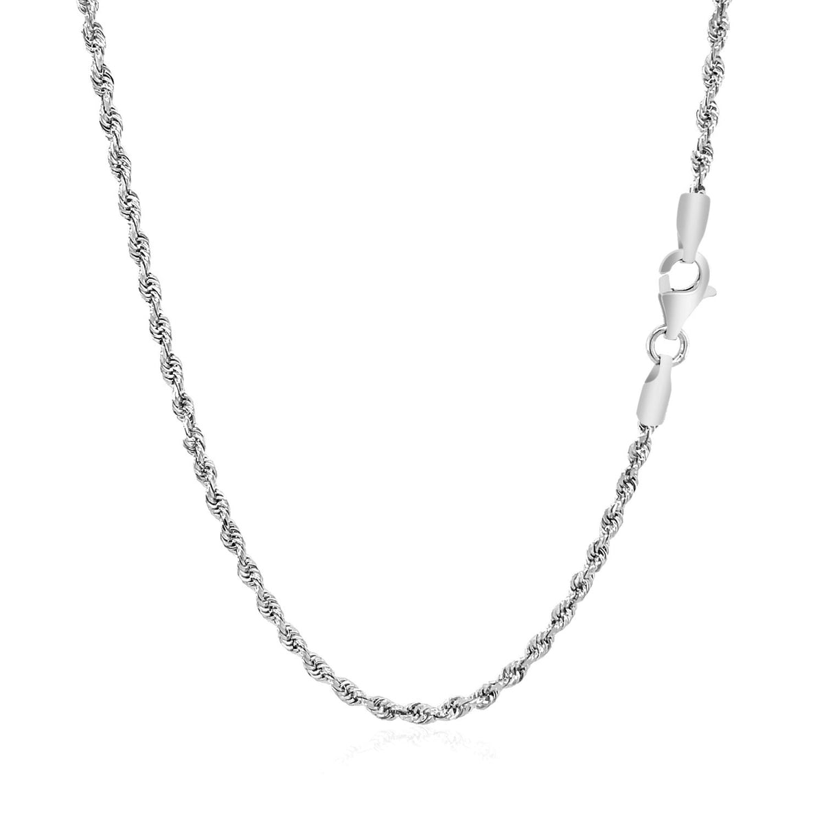 14K White Gold Solid Diamond Cut Rope Chain (2.00 mm)