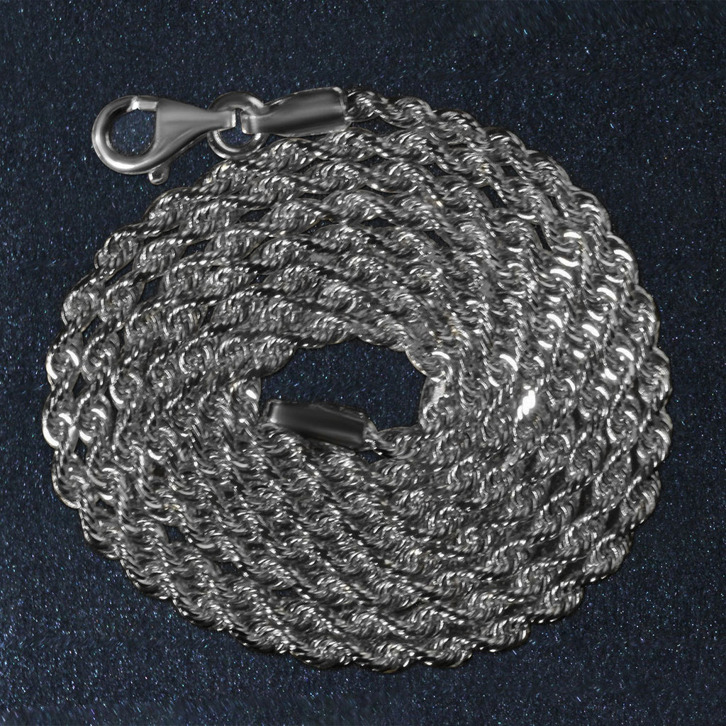 14K White Gold Solid Diamond Cut Rope Chain (2.00 mm)