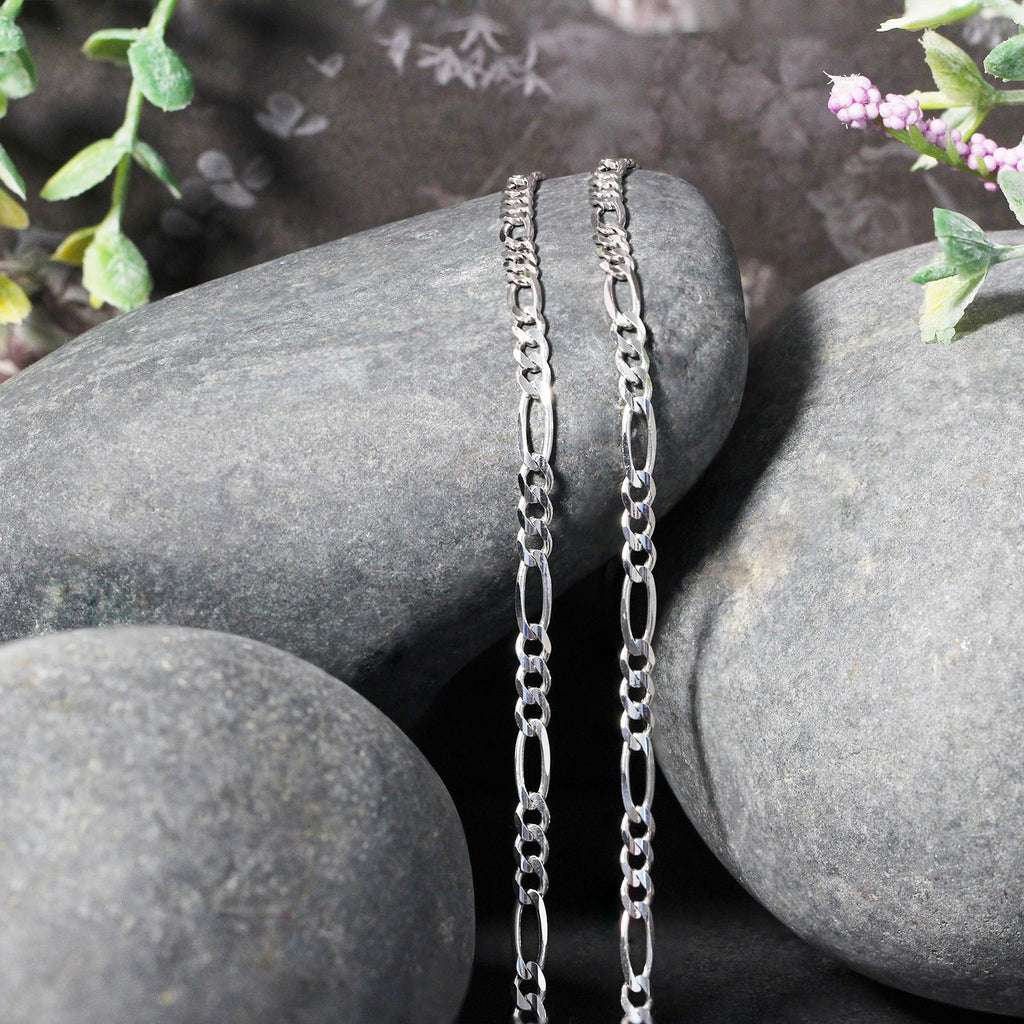 14K White Gold Solid Figaro Chain (3.00 mm)