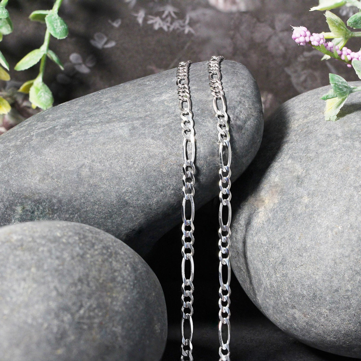 14K White Gold Solid Figaro Chain (3.00 mm)