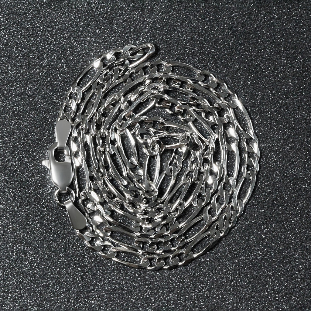 14K White Gold Solid Figaro Chain (3.00 mm)