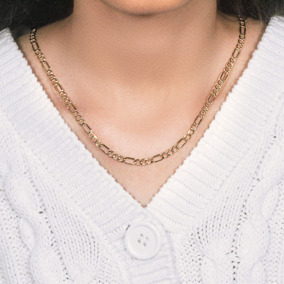 14K Yellow Gold Lite Figaro Chain (4.70 mm)
