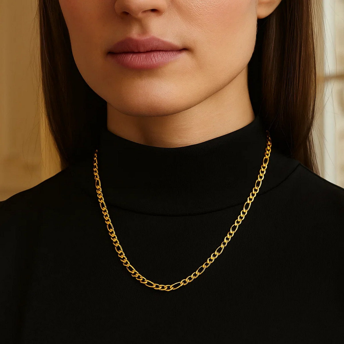 14K Yellow Gold Solid Figaro Chain (4.50 mm)