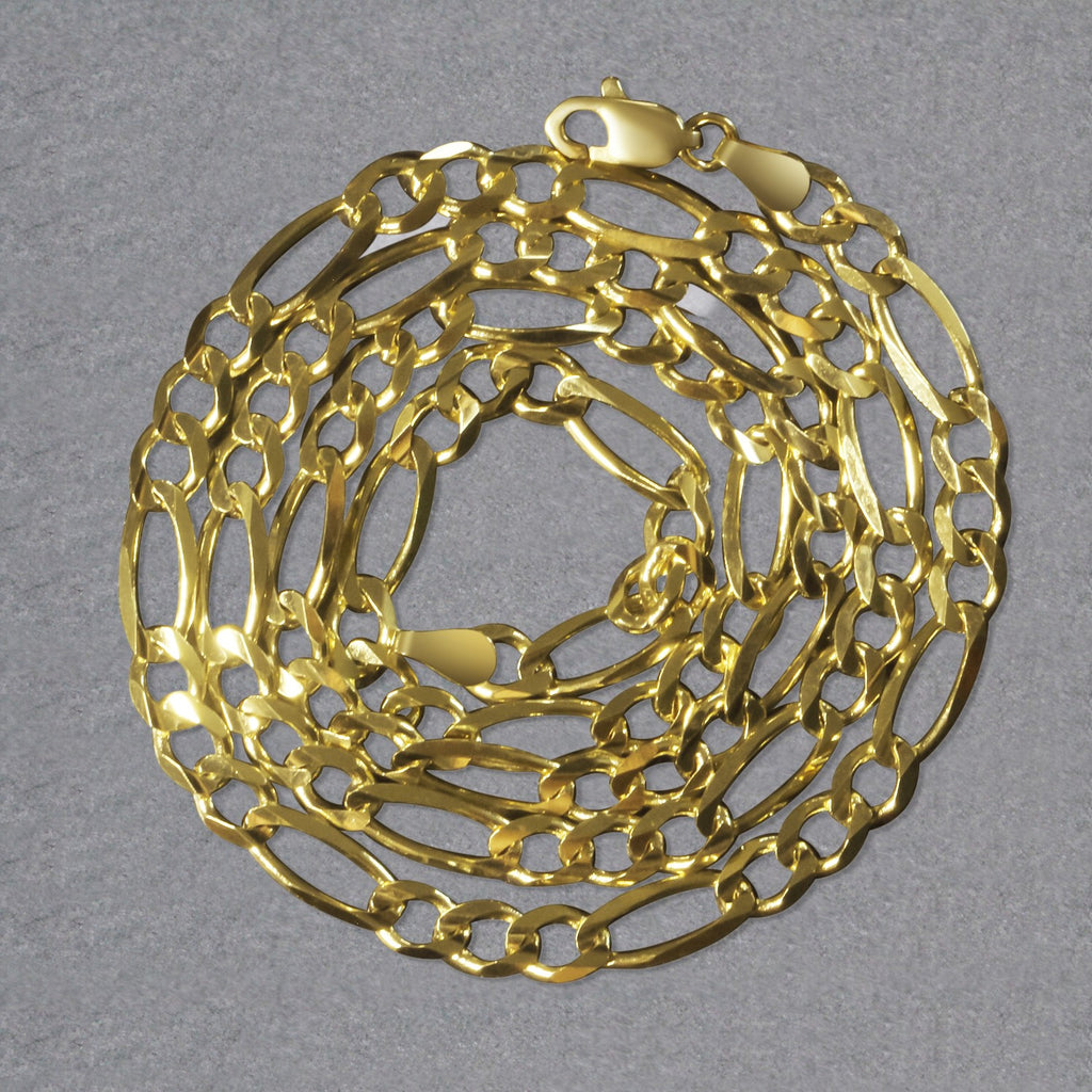 14K Yellow Gold Solid Figaro Chain (4.50 mm)