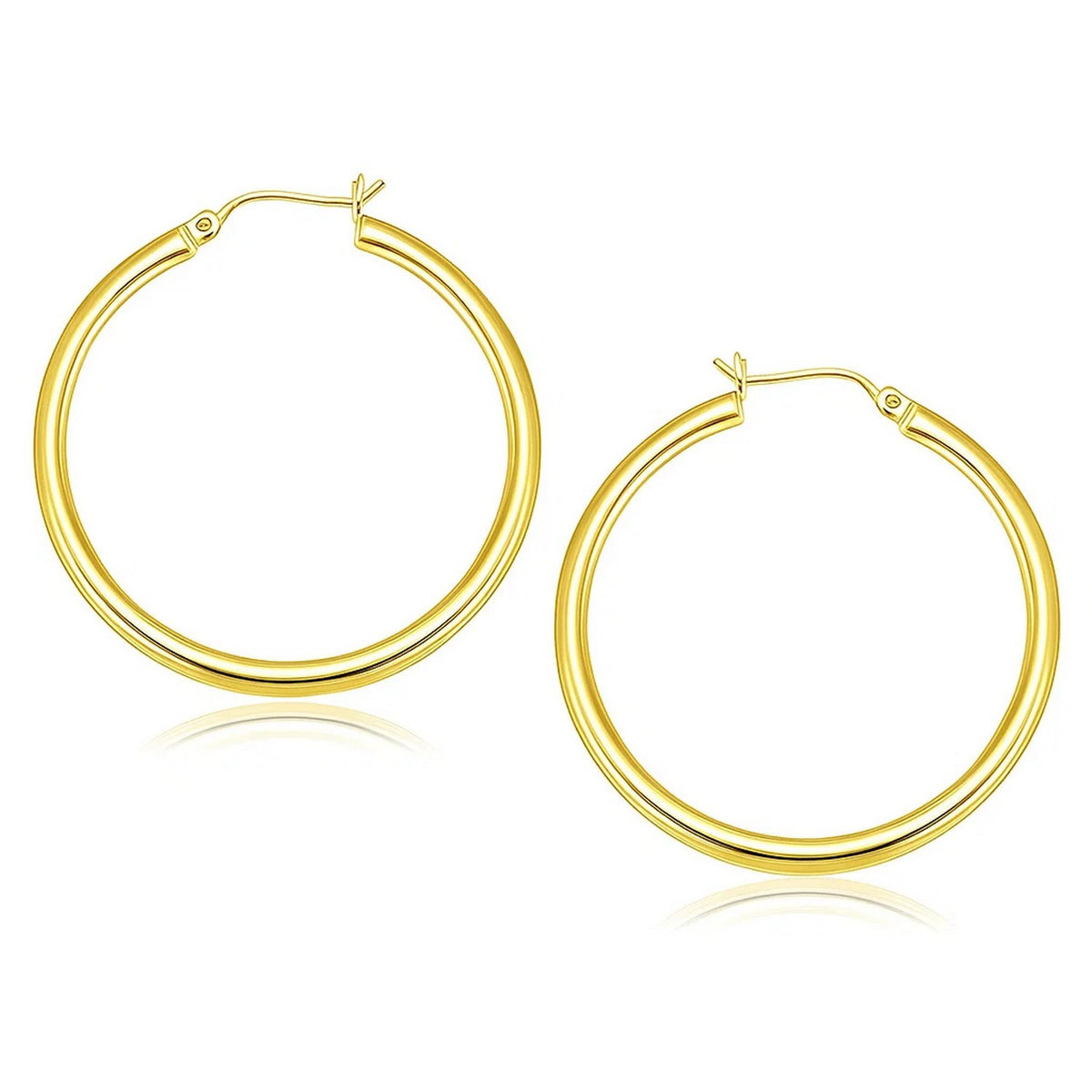 14K Yellow Gold Polished Hoop Earrings (3 x 40 mm)