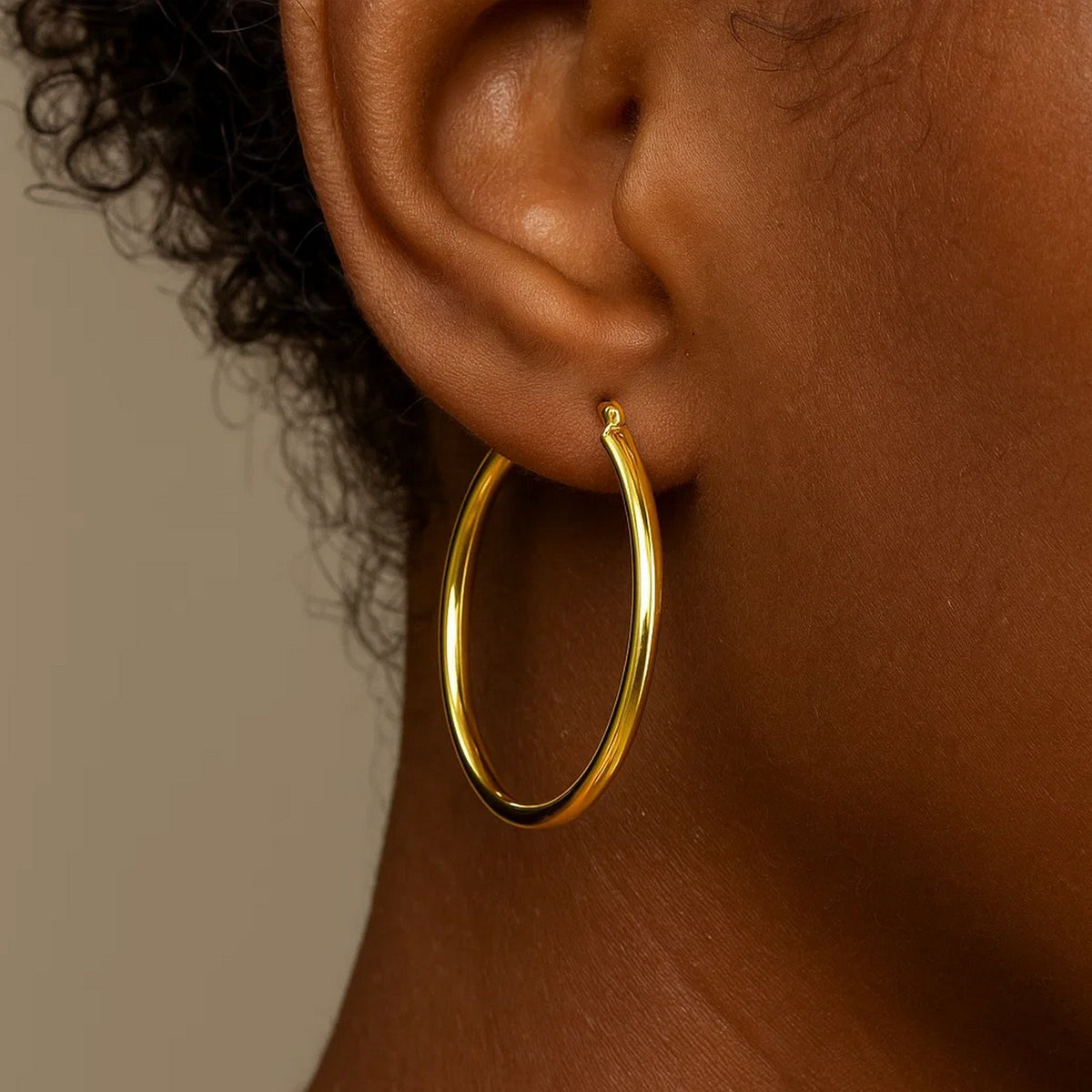 14K Yellow Gold Polished Hoop Earrings (3 x 40 mm)