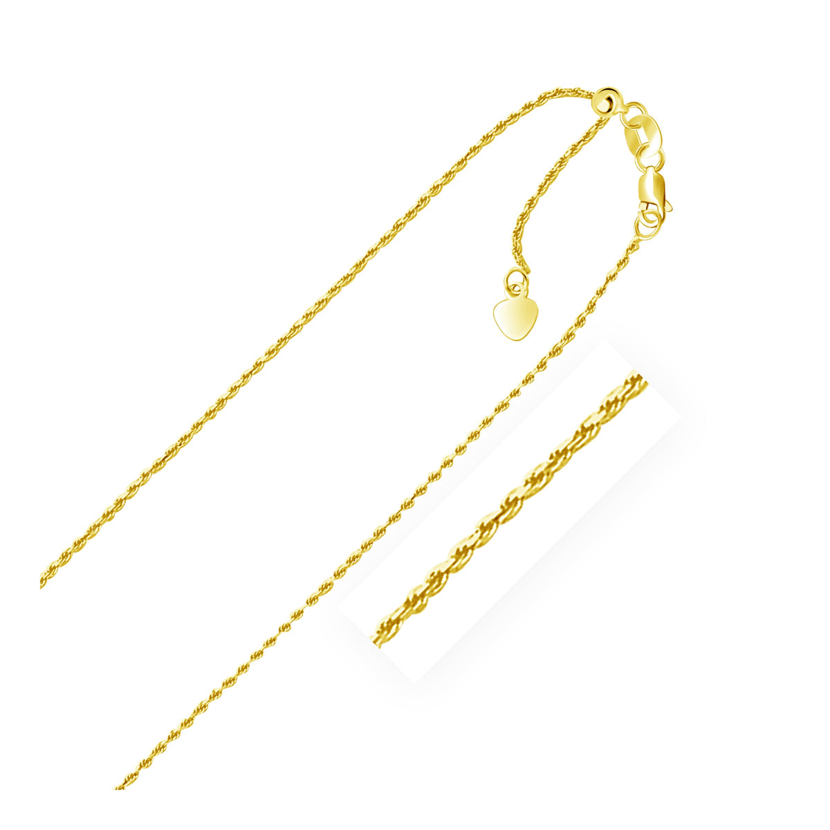 10K Yellow Gold Adjustable Rope Chain (0.95 mm)