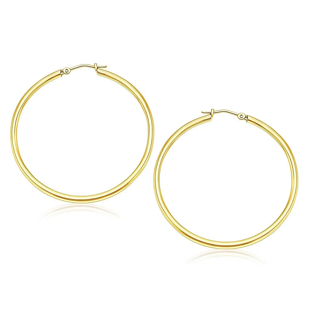 14K Yellow Gold Polished Hoop Earrings (2 x 40 mm)