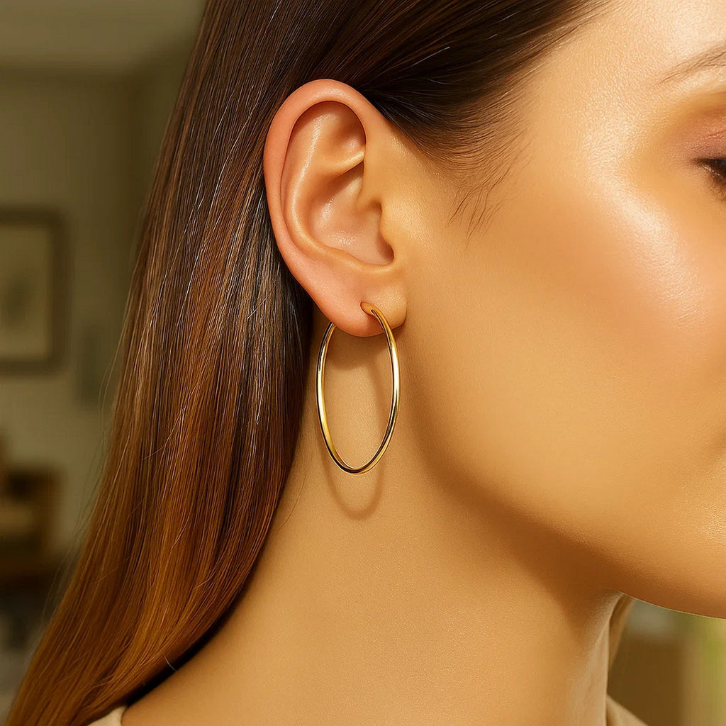 14K Yellow Gold Polished Hoop Earrings (2 x 40 mm)